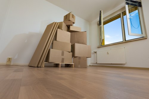 Boxes and furniture being loaded for a local move in Nine Elms