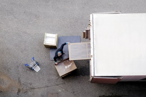 Local moving van near Nine Elms residential buildings