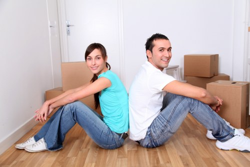 Packed boxes and furniture ready for a man and van service in Nine Elms