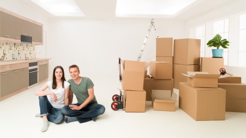 Boxes and wrapped furniture ready for a Nine Elms home or office move
