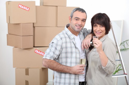 Furniture protection and moving equipment prepared for a home move in Nine Elms